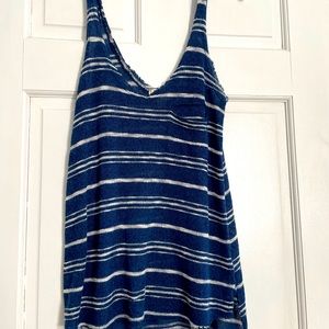 Blue and white striped tank top